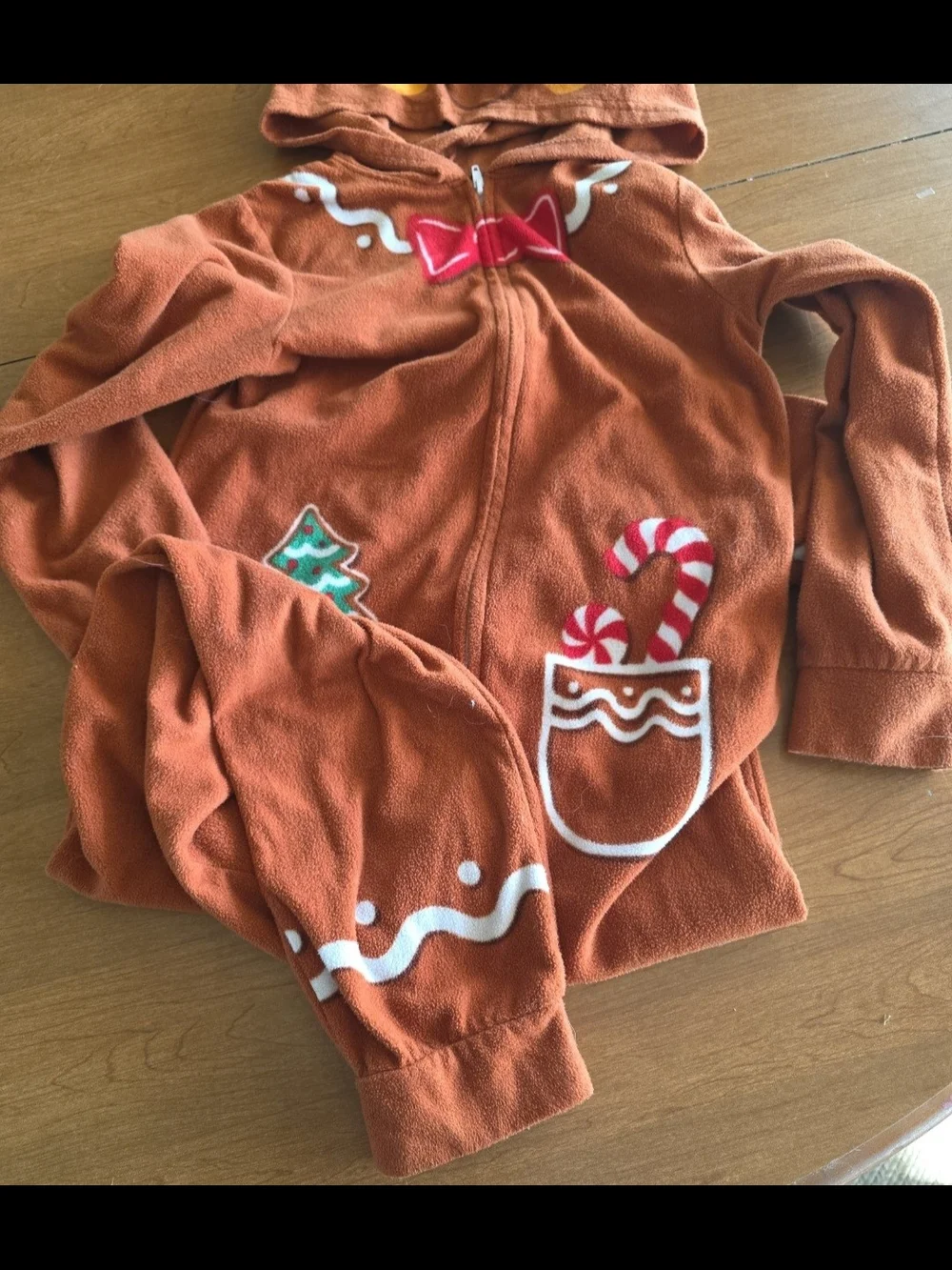 Gingerbread Hooded Kids PJs - Brown
